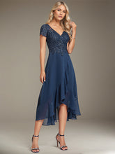 A-line V-Neck Asymmetrical Lace Chiffon Mother of the Bride Dress